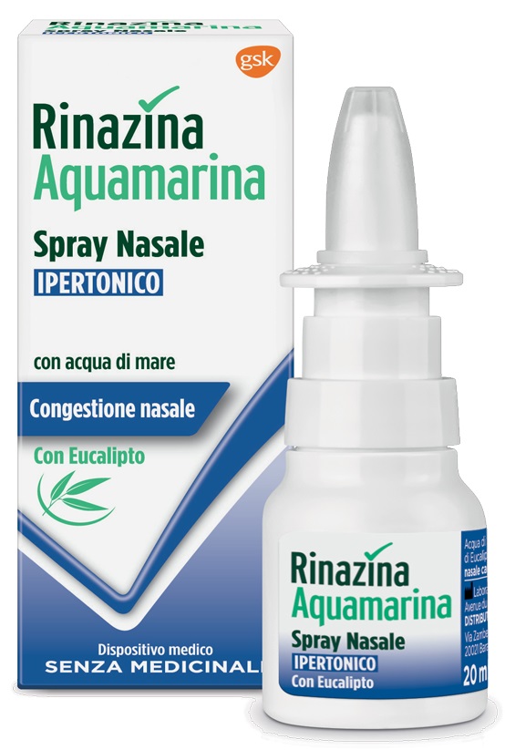 RINAZINA AQUAMARINA SPRAY NASALE IPERTONICO CON EUCALIPTO 20 ML - goldeneffe.it
