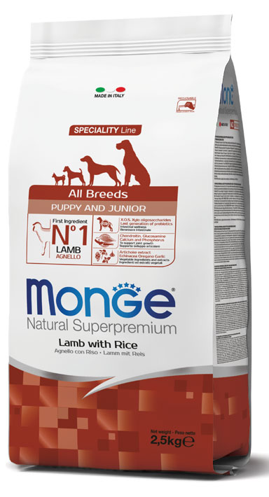 MONGE ALL BREEDS PUPPY AGNELLO & RISO 2500 G - goldeneffe.it