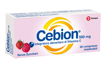 CEBION MASTICABILE SENZA ZUCCHERO VITAMINA C 500 MG 20 COMPRESSE - goldeneffe.it