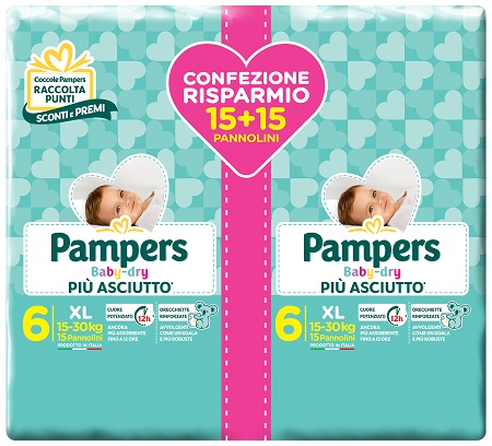 PAMPERS BABY DRY DUO DWCT XL 30 PEZZI - goldeneffe.it