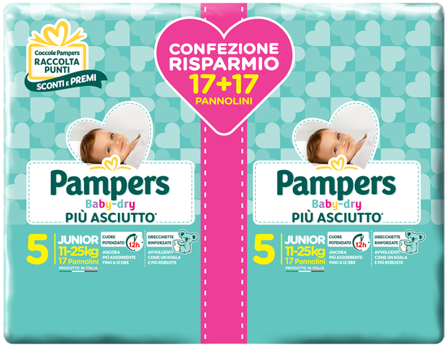 PAMPERS BABY DRYDUO DWCT JUNIOR X 34 PEZZI - goldeneffe.it