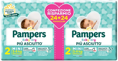 PAMPERS BABY DRY DUO DOWNCOUNT MINI 48 PEZZI - goldeneffe.it