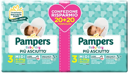 PAMPERS BABY DRY DUO DOWNCOUNT MIDI 40 PEZZI - goldeneffe.it