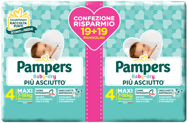 PAMPERS BABY-DRY DUO DWCT MAXI 38 PEZZI - goldeneffe.it