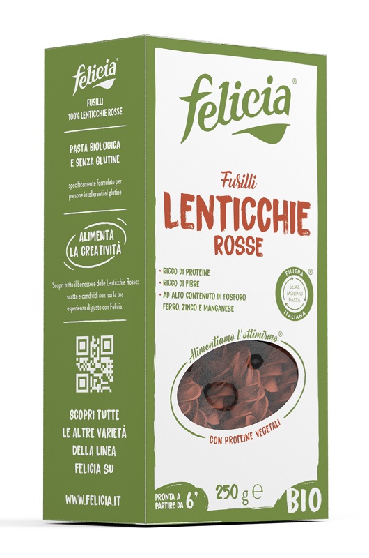 FELICIA BIO FUSILLI DI LENTICCHIE ROSSE 250 G - goldeneffe.it