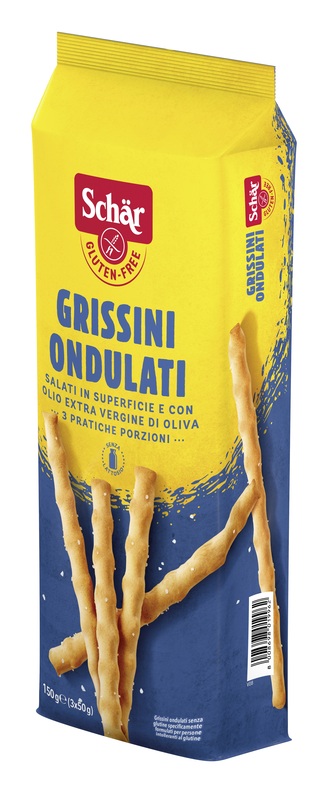 SCHAR GRISSINI ONDULATI SALATI IN SUPERFICIE 3 PORZIONI DA 50 G - goldeneffe.it