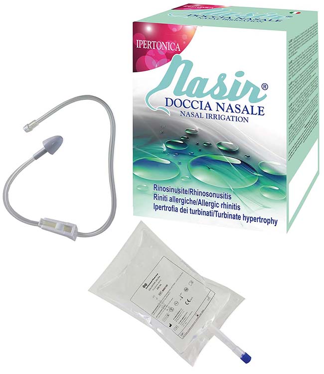 NASIR DOCCIA NASALE 2 SACCHE 250 ML ISOTONICA + 1 DEFLUSSORE - goldeneffe.it