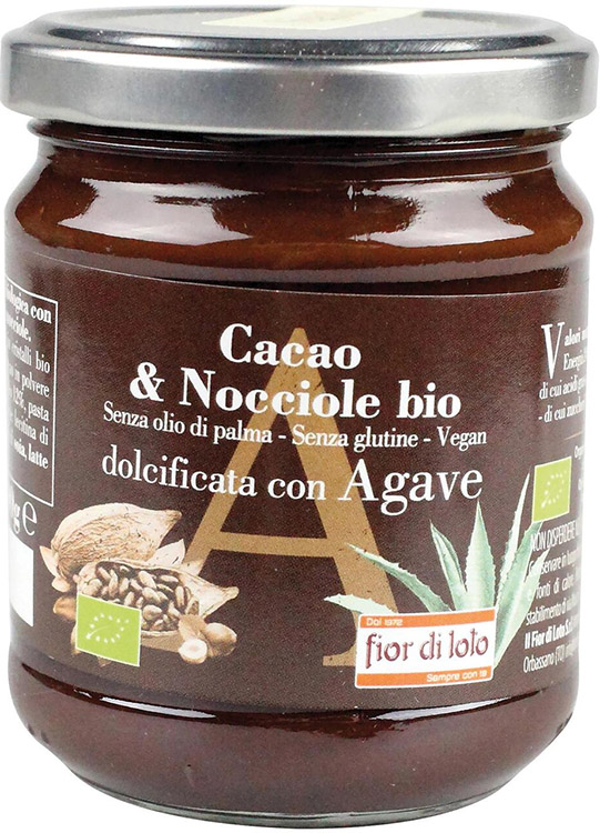 CREMA SPALMABILE CACAO E NOCCIOLE CON AGAVE BIO 200 G - goldeneffe.it