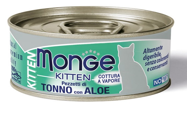 MONGE NATURAL QUALITY GATTO MONGE JELLY PEZZETTI TONNO BONITO/ALOE KITTEN 80 G - goldeneffe.it