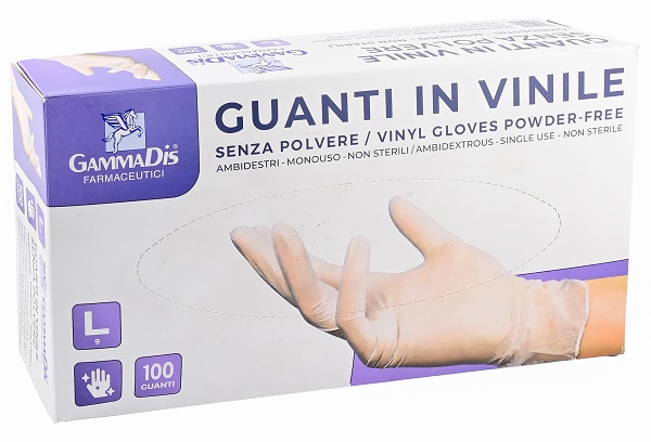 GUANTI VINILE SENZA POLVERE LARGE 100 PEZZI GAMMADIS - goldeneffe.it