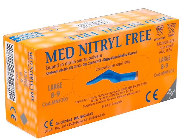 GUANTI NITRILE SENZA POLVERE LARGE 100 PEZZI GAMMADIS - goldeneffe.it