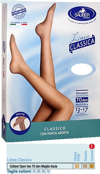 SAUBER COLLANT OPEN TOE MAGLIA LISCIA 70 DEN COLORE NEUTRO BEIGE TAGLIA 2 LINEA CLASSICA - goldeneffe.it