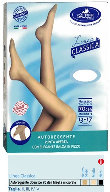 SAUBER AUTOREGGENTE OPEN TOE MAGLIA MICRORETE 70 DEN COLORE NEUTRO BEIGE TAGLIA 3 LINEA CLASSICA - goldeneffe.it