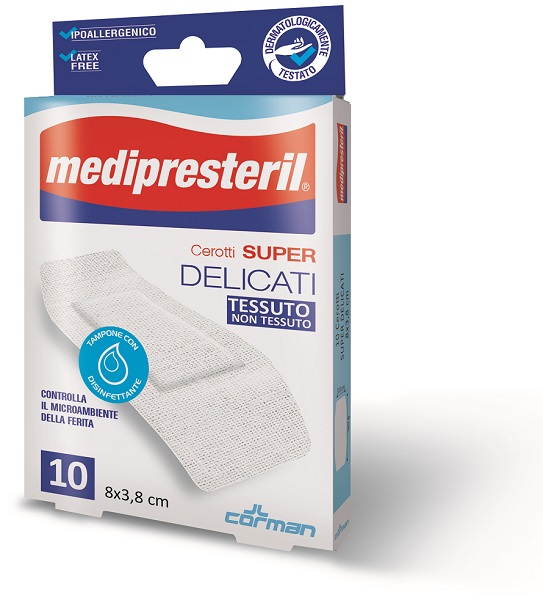 MEDIPRESTERIL CEROTTI DELICATI SUPER 8 X 3,8 10 PEZZI - goldeneffe.it