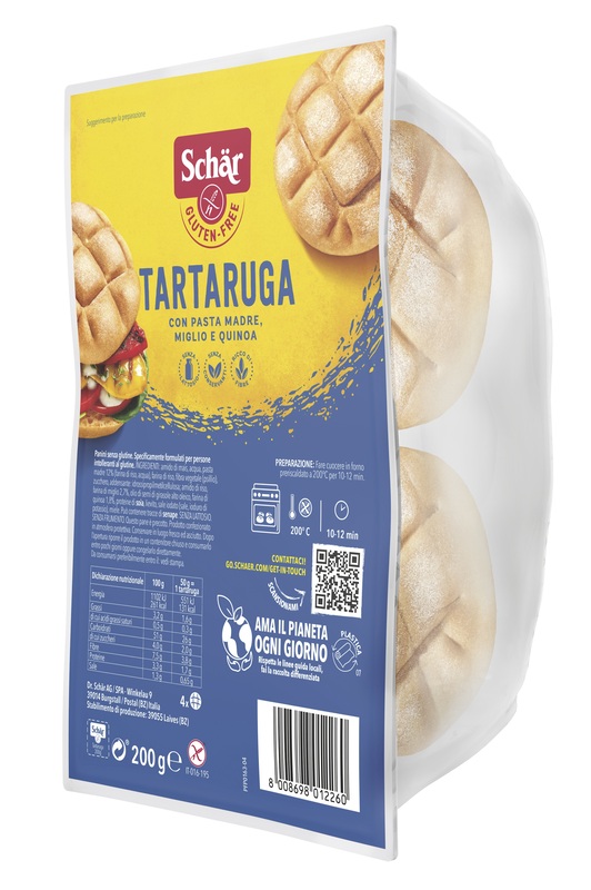 SCHAR TARTARUGA PANE SENZA LATTOSIO 200 G - goldeneffe.it
