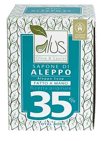 ALUS OLIVE & LAUREL SAPONE DI ALEPPO FATTO A MANO 35% 200 G - goldeneffe.it