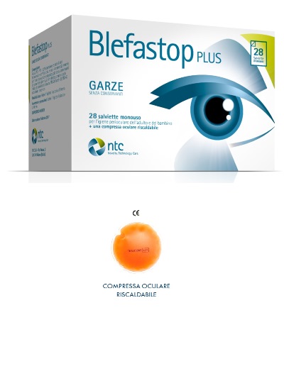BLEFASTOP PLUS GARZA IN COTONE PIEGATA CON FILO DI BARIO 28 SALVIETTE MONOUSO + 1 COMPRESSA OCULARE RISCALDABILE - goldeneffe.it