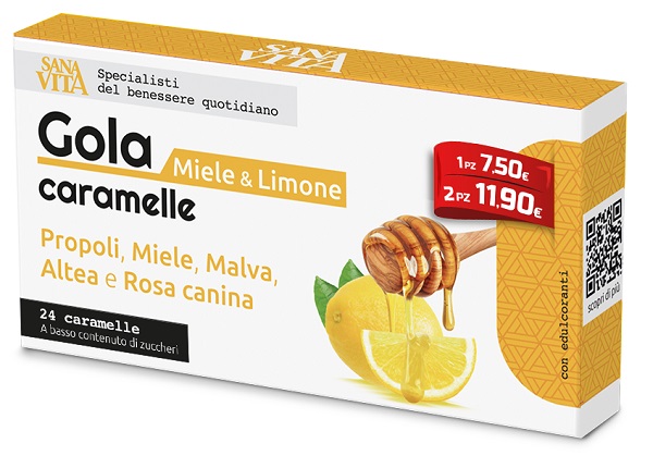 SANAVITA GOLA MIELE & LIMONE 24 CARAMELLE - goldeneffe.it