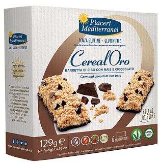 PIACERI MEDITERRANEI BARRETTA DI RISO CON MAIS E CIOCCOLATO 129 G - goldeneffe.it
