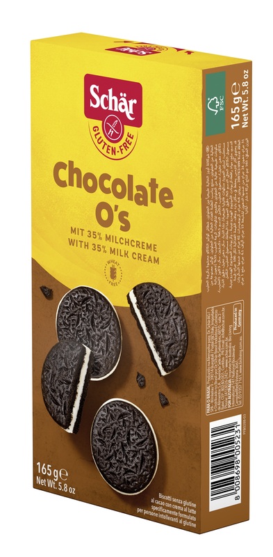 SCHAR CHOCOLATE O'S BISCOTTI AL CACAO CON CREMA AL LATTE 165 G - goldeneffe.it