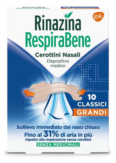 RINAZINA RESPIRABENE CEROTTI NASALI CLASSICI GRANDI CARTON 10 PEZZI - goldeneffe.it