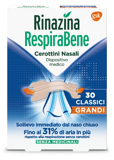 RINAZINA RESPIRABENE CEROTTI NASALI CLASSICI GRANDI CARTON 30 PEZZI - goldeneffe.it