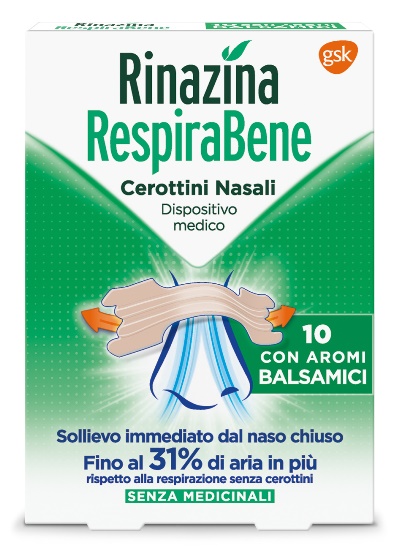 RINAZINA RESPIRABENE CEROTTI NASALI CON AROMI BALSAMICI CARTON 10 PEZZI - goldeneffe.it