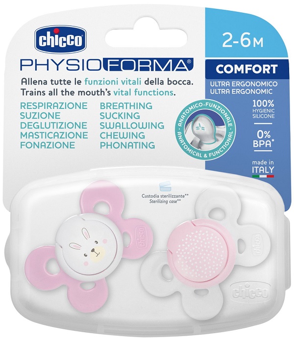 CHICCO SUCCHIETTO COMFORT GIRL SILICONE 2-6 MESI 2 PEZZI - goldeneffe.it