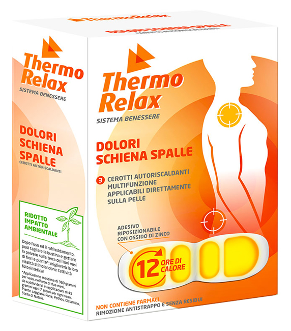 THERMORELAX CEROTTO AUTORISCALDANTE DOLORE SCHIENA/SPALLE 3 PEZZI - goldeneffe.it