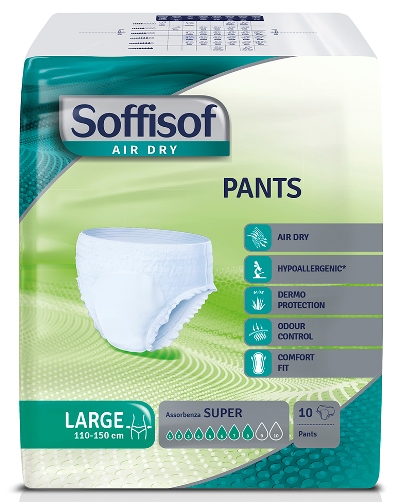 PANNOLONE SOFFISOF AIR DRY PANTS SUPER LARGE 10 PEZZI - goldeneffe.it