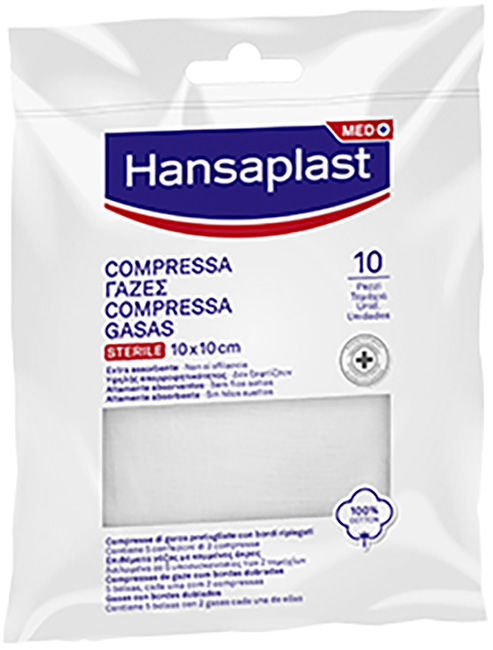 HANSAPLAST GARZA COMPRESSA 10 X 10 CM 10 PEZZI - goldeneffe.it
