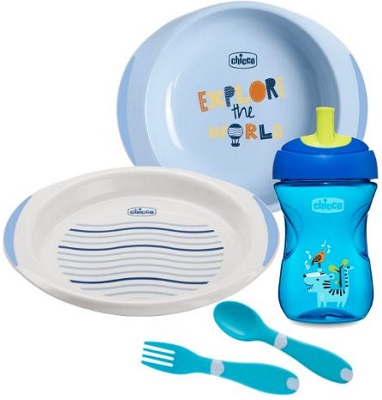 CHICCO SET PAPPA 12 MESI+ AZZURRO - goldeneffe.it