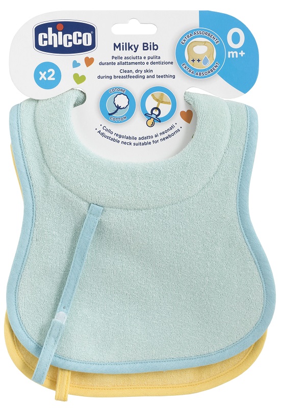 CHICCO BAVAGLINE 0M+ 2PZ AZZURRO - goldeneffe.it
