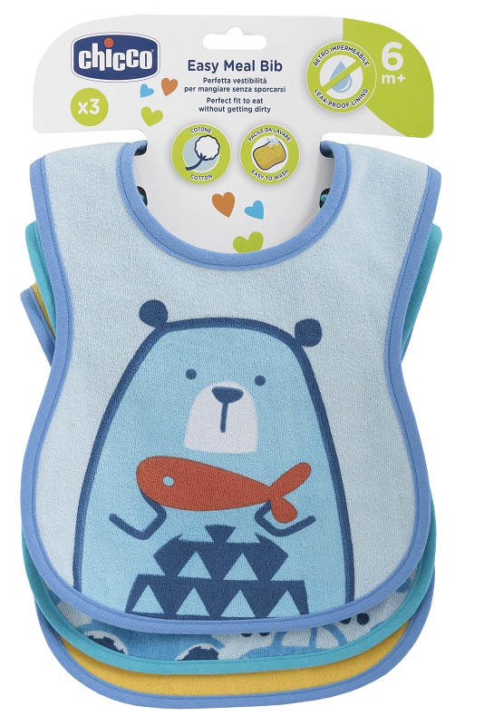 CHICCO BAVAGLINO PAPPA 6M 3 PEZZI BOY - goldeneffe.it