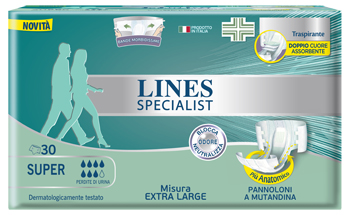 PANNOLONE MUTANDA LINES SPECIALIST EXTRALARGE SUPER 30 PEZZI - goldeneffe.it