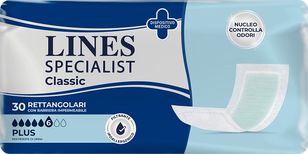PANNOLONE LINES SPECIALIST CLASSIC RETTANGOLARE CON BARRIERA 30 PEZZI - goldeneffe.it