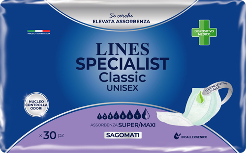 PANNOLONE SAGOMATO LINES SPECIALIST CLASSIC MAXI 30 PEZZI - goldeneffe.it