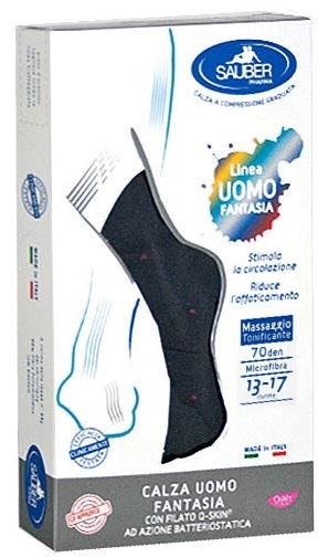 SAUBER CALZA UOMO FANTASIA Q-SKIN 70 DEN BLU POIS ROSSI TAGLIA M - goldeneffe.it