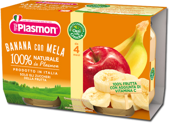 PLASMON OMOGENEIZZATO BANANA/MELA 2 X 104 G - goldeneffe.it