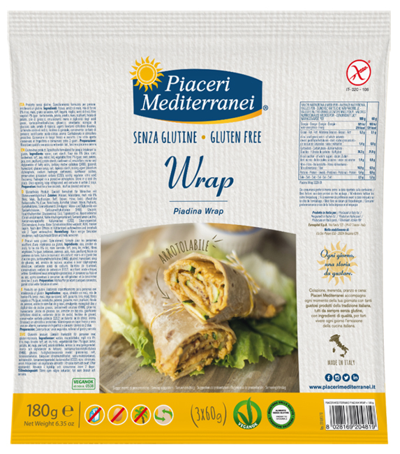 PIACERI MEDITERRANEI PIADINA WRAP 180 G - goldeneffe.it