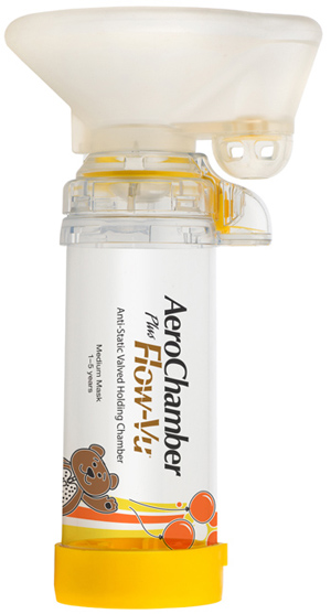 CAMERA DI TENUTA CON VALVOLA AEROCHAMBER PLUS FLOW VU PEDIATRICO MEDIUM 1-5 ANNI - goldeneffe.it