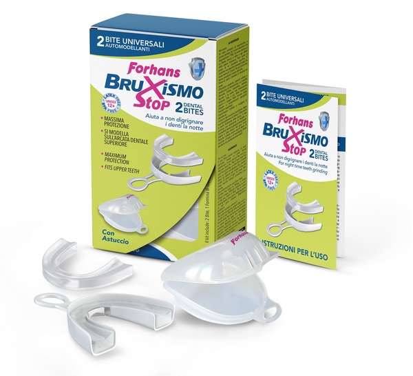 BITE UNIVERSALI AUTOMODELLANTI BRUXISMO STOP FORHANS 2 PEZZI - goldeneffe.it