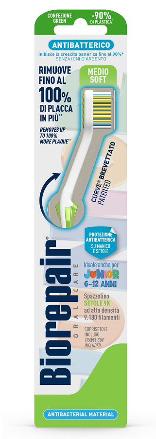 BIOREPAIR ORAL CARE SPAZZOLINO ANTIBATTERICO JUNIOR 6-12 ANNI PIU' COMFORT SETOLE MEDIO SOFT - goldeneffe.it