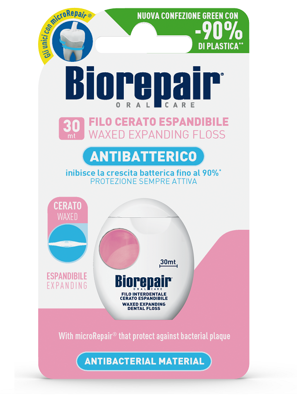 BIOREPAIR ORAL CARE ANTIBATTERICO FILO CERATO ESPANDIBILE GENGIVE DELICATE 25+5 METRI - goldeneffe.it