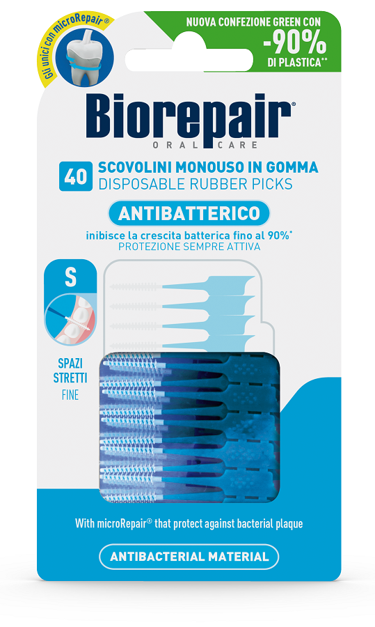 BIOREPAIR ORAL CARE ANTIBATTERICO SCOVOLINI MONOUSO IN GOMMA SPAZI STRETTI 40 PEZZI - goldeneffe.it