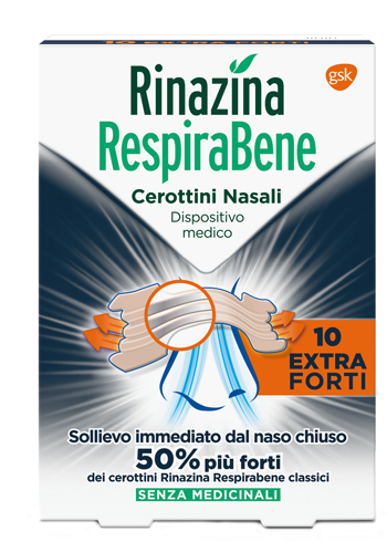 RINAZINA RESPIRABENE CEROTTI NASALI EXTRA FORTI 10 PEZZI - goldeneffe.it