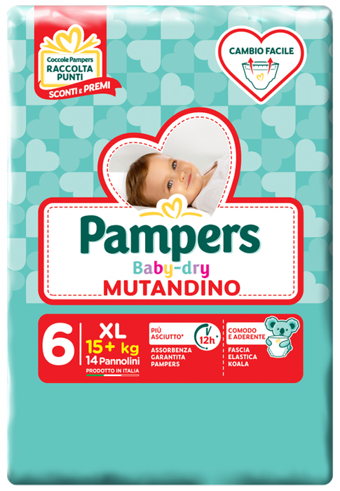 PAMPERS BABY DRY MUTANDINA XL 6 SMALL PACK 14 PEZZI - goldeneffe.it