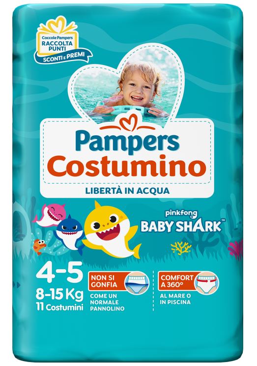 PAMPERS COSTUMINO BABY SHARK CP S 4-5 11 PEZZI - goldeneffe.it