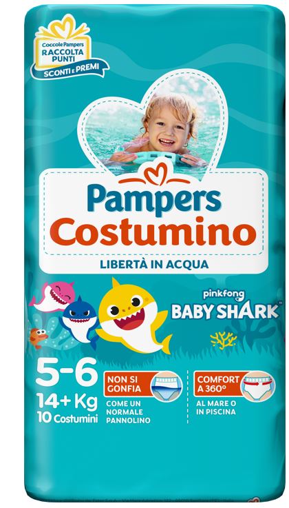 PAMPERS COSTUMINO BABY SHARK CP S 5-6 10 PEZZI - goldeneffe.it
