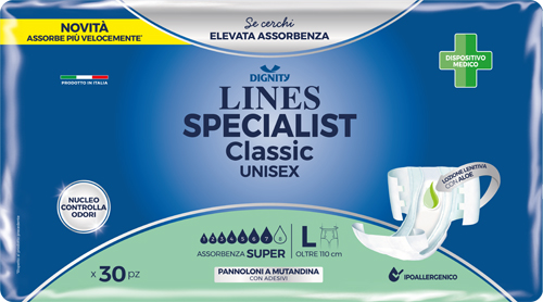 PANNOLONE MUTANDINA LINES SPECIALIST CLASSIC SUPER ULTRA MG 30 PEZZI - goldeneffe.it